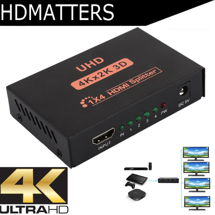 CY10 UHD 4K x 2K 3D 1 x 4 HDMI Splitter(Black) - Splitter by PMC Jewellery | Online Shopping South Africa | PMC Jewellery | Buy Now Pay Later Mobicred