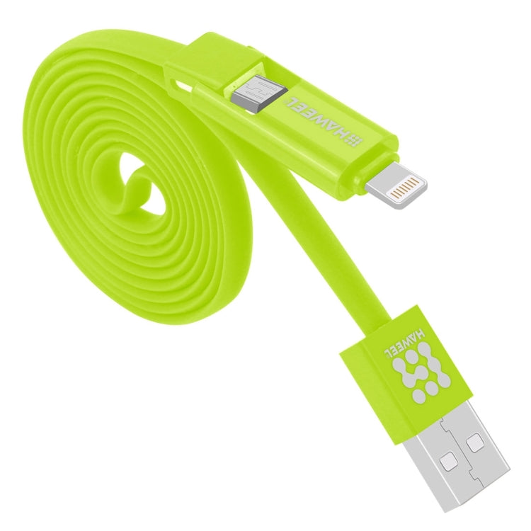 HAWEEL 1m 2 in 1 Micro USB & 8 Pin to USB Data Sync Charge Cable(Green) - Multifunction Cable by PMC Jewellery | Online Shopping South Africa | PMC Jewellery