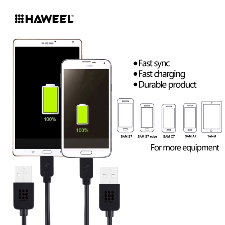 HAWEEL 3m High Speed Micro USB to USB Data Sync Charging Cable, For Samsung, Xiaomi, Huawei, LG, HTC, The Devices with Micro USB Port(Black) - Micro USB Cable by PMC Jewellery | Online Shopping South Africa | PMC Jewellery | Buy Now Pay Later Mobicred