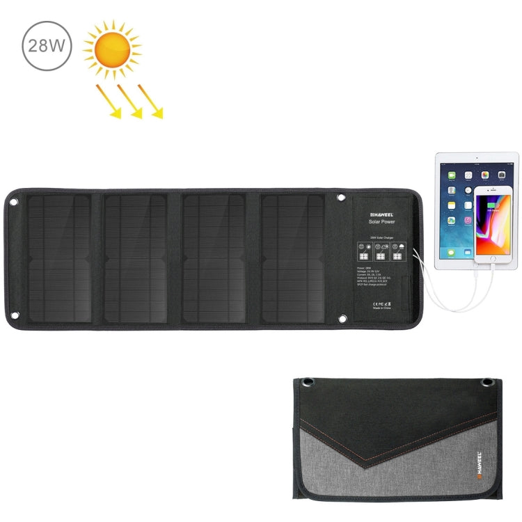 HAWEEL 28W Foldable Solar Panel Charger with 5V 3A Max Dual USB Ports - Charger by HAWEEL | Online Shopping South Africa | PMC Jewellery