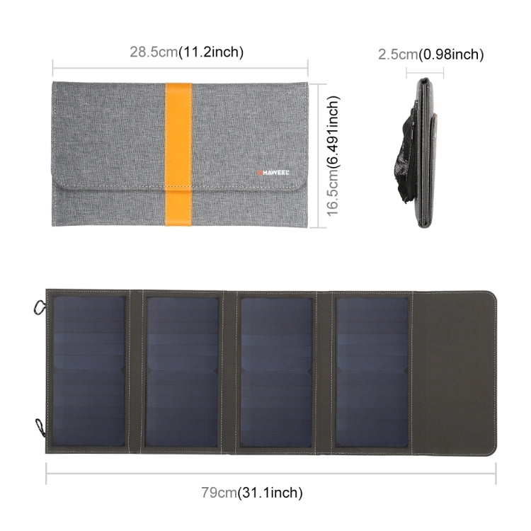 HAWEEL 28W Foldable Solar Panel Charger with 5V 2.9A Max Dual USB Ports - Charger by HAWEEL | Online Shopping South Africa | PMC Jewellery | Buy Now Pay Later Mobicred