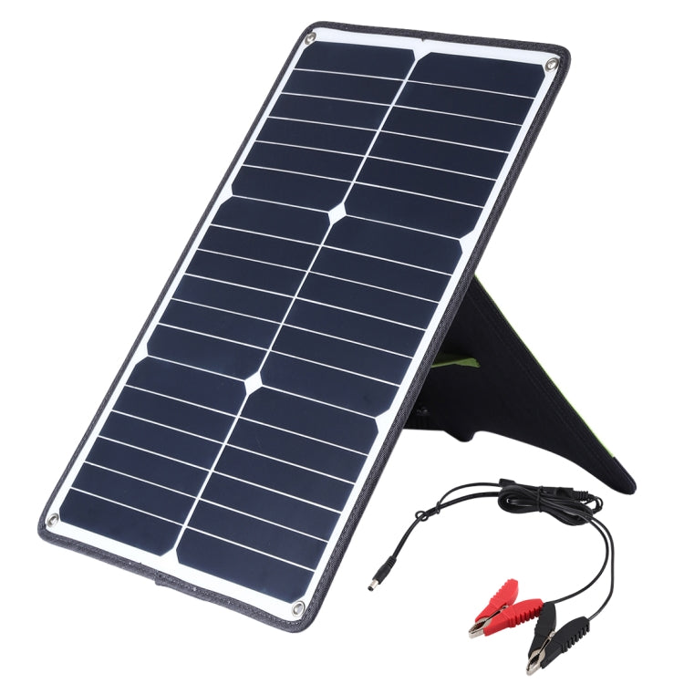 HAWEEL Portable 20W Monocrystalline Silicon Solar Power Panel Charger, with USB Port & Holder & Tiger Clip, Support QC3.0 and AFC(Black) - Charger by HAWEEL | Online Shopping South Africa | PMC Jewellery | Buy Now Pay Later Mobicred