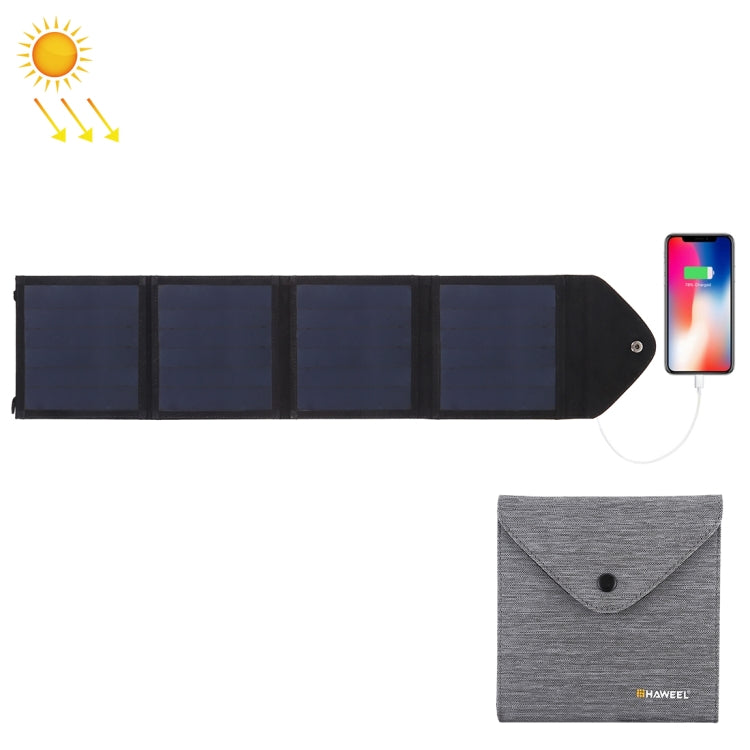 HAWEEL 14W Ultrathin Foldable Solar Panel Charger with 5V / 2.2A USB Port, Support QC3.0 and AFC(Black) - Charger by HAWEEL | Online Shopping South Africa | PMC Jewellery | Buy Now Pay Later Mobicred