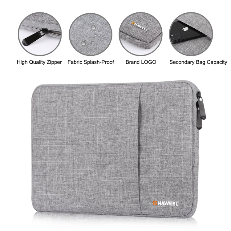 HAWEEL 11 inch Sleeve Case Zipper Briefcase Carrying Bag For Macbook, Samsung, Lenovo, Sony, DELL Alienware, CHUWI, ASUS, HP, 11 inch and Below Laptops / Tablets(Grey) - 10 - 11 inch by HAWEEL | Online Shopping South Africa | PMC Jewellery | Buy Now Pay Later Mobicred