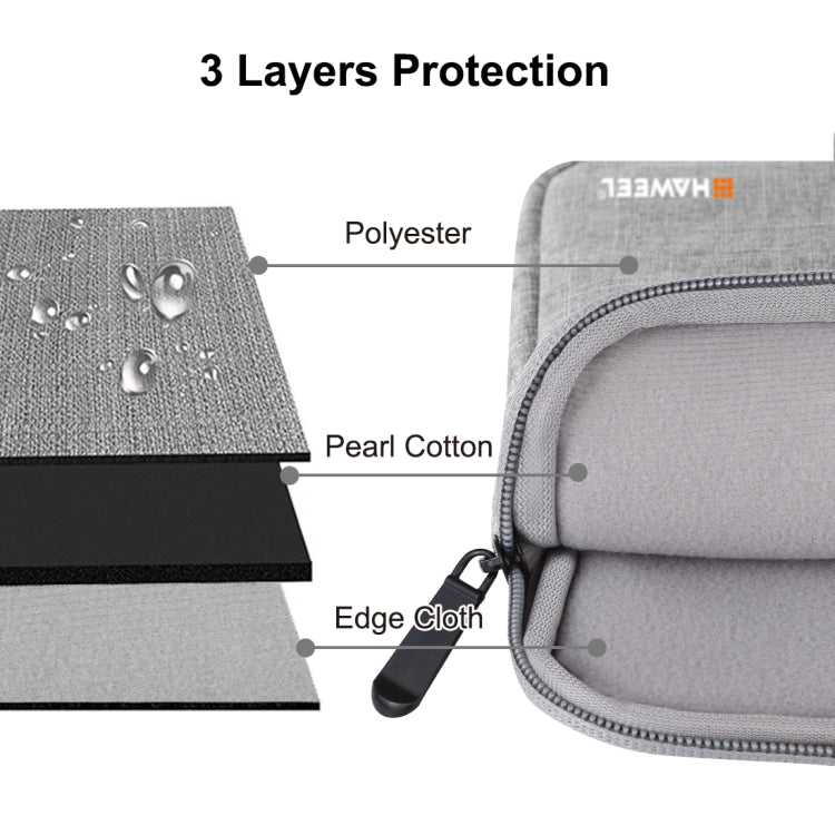 HAWEEL 11 inch Sleeve Case Zipper Briefcase Carrying Bag For Macbook, Samsung, Lenovo, Sony, DELL Alienware, CHUWI, ASUS, HP, 11 inch and Below Laptops / Tablets(Grey) - 10 - 11 inch by HAWEEL | Online Shopping South Africa | PMC Jewellery | Buy Now Pay Later Mobicred