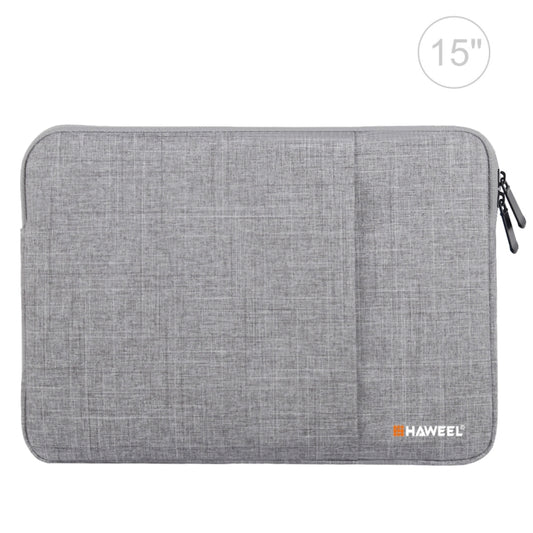 HAWEEL 15.0 inch Sleeve Case Zipper Briefcase Laptop Carrying Bag, For Macbook, Samsung, Lenovo, Sony, DELL Alienware, CHUWI, ASUS, HP, 15 inch and Below Laptops(Grey) - 15 inch by HAWEEL | Online Shopping South Africa | PMC Jewellery | Buy Now Pay Later Mobicred