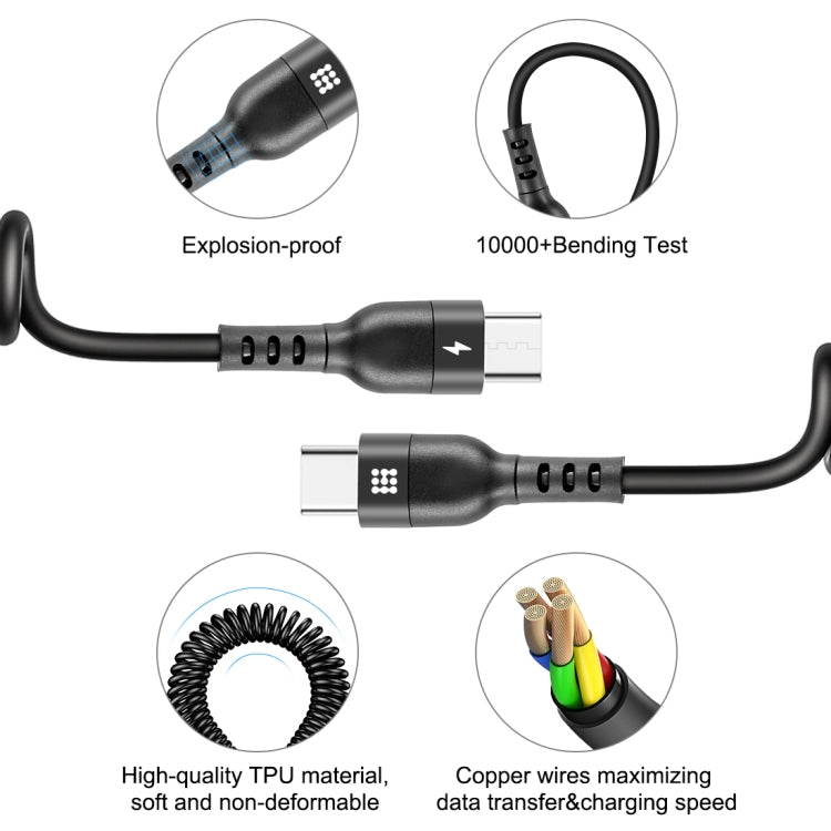HAWEEL 1m 5A USB-C / Type-C to USB-C / Type-C Retractable Coiled PD Fast Charging Cable - USB-C & Type-C Cable by HAWEEL | Online Shopping South Africa | PMC TechLife | Buy Now Pay Later Mobicred