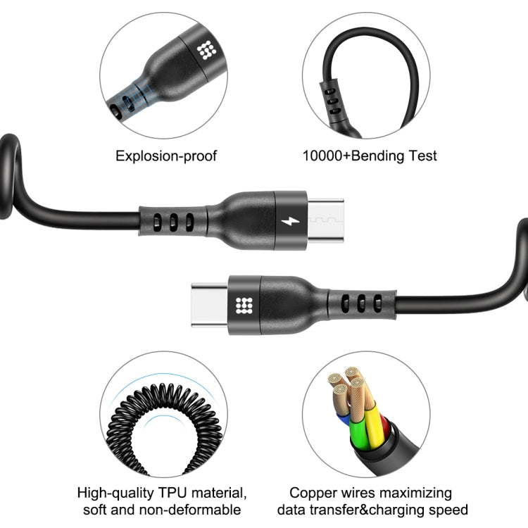 HAWEEL 1m 5A USB-C / Type-C to USB-C / Type-C Retractable Coiled PD Fast Charging Cable - USB-C & Type-C Cable by HAWEEL | Online Shopping South Africa | PMC Jewellery