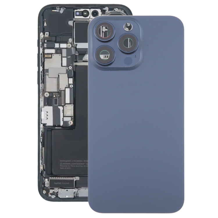 For iPhone 15 Pro Max Glass Battery Back Cover with Camera Lens Cover(Blue) - Back Cover by PMC Jewellery | Online Shopping South Africa | PMC Jewellery