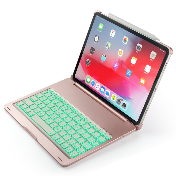 F105A Colorful Backlight Aluminum Backplane Wireless Bluetooth Keyboard Tablet Case for iPad Pro 11 inch （2018） (Rose Gold) - For iPad Pro by PMC Jewellery | Online Shopping South Africa | PMC Jewellery