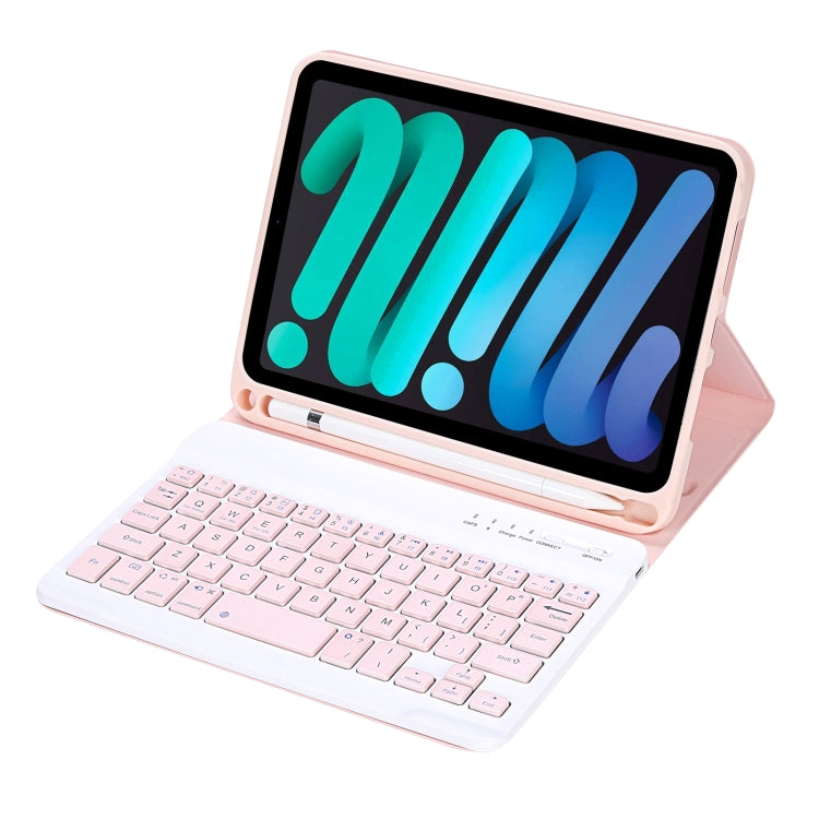 C06B Ultra-thin Candy Colors Bluetooth Keyboard Tablet Case for iPad mini 6, with Stand & Pen Slot (Pink) - For iPad mini by PMC Jewellery | Online Shopping South Africa | PMC Jewellery