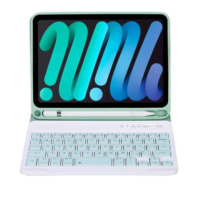 C06B Ultra-thin Candy Colors Bluetooth Keyboard Tablet Case for iPad mini 6 / mini 7 , with Stand & Pen Slot (Green) - free shipping - PMC Jewellery - Order now!