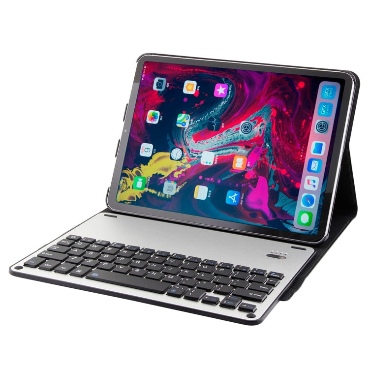 1139B Detachable Bluetooth 3.0 Aluminum Alloy Keyboard + Lambskin Texture Leather Tablet Case for iPad Pro 11 inch (2018), with Three-gear Adjustment / Magnetic / Sleep Function (Black Silver) - For iPad Pro by PMC Jewellery | Online Shopping South Africa | PMC Jewellery