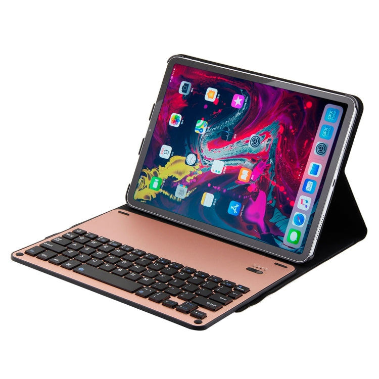 1139B Detachable Bluetooth 3.0 Aluminum Alloy Keyboard + Lambskin Texture Leather Tablet Case for iPad Pro 11 inch (2018), with Three-gear Adjustment / Magnetic / Sleep Function (Pink) - For iPad Pro by PMC Jewellery | Online Shopping South Africa | PMC Jewellery