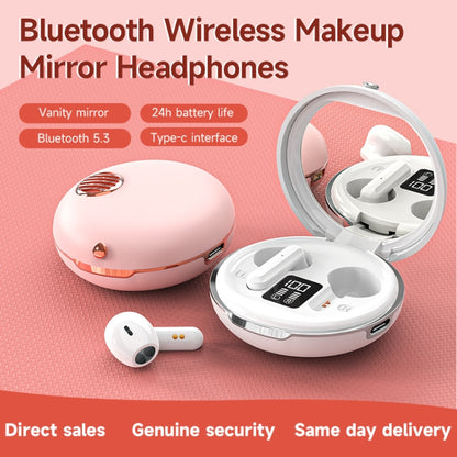 HXSJ Air-S28 TWS Bluetooth 5.3 True Wireless HiFi Stereo Make-up Mirror Earphones with Charging Case (White) - TWS Earphone by HXSJ | Online Shopping South Africa | PMC Jewellery | Buy Now Pay Later Mobicred