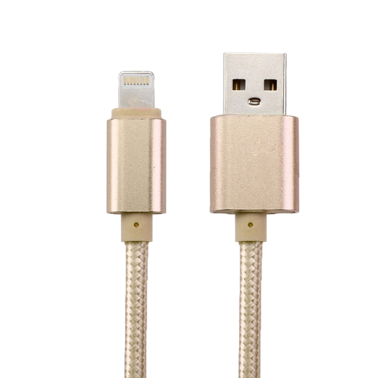 1m Woven Style Metal Head 84 Cores 8 Pin to USB 2.0 Data / Charger Cable(Gold) - Normal Style Cable by PMC Jewellery | Online Shopping South Africa | PMC Jewellery | Buy Now Pay Later Mobicred