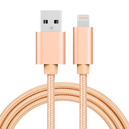 1m 3A Woven Style Metal Head 8 Pin to USB Data / Charger Cable(Gold) - Normal Style Cable by PMC Jewellery | Online Shopping South Africa | PMC Jewellery | Buy Now Pay Later Mobicred