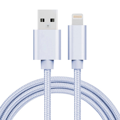 1m 3A Woven Style Metal Head 8 Pin to USB Data / Charger Cable(Silver) - Normal Style Cable by PMC Jewellery | Online Shopping South Africa | PMC Jewellery | Buy Now Pay Later Mobicred