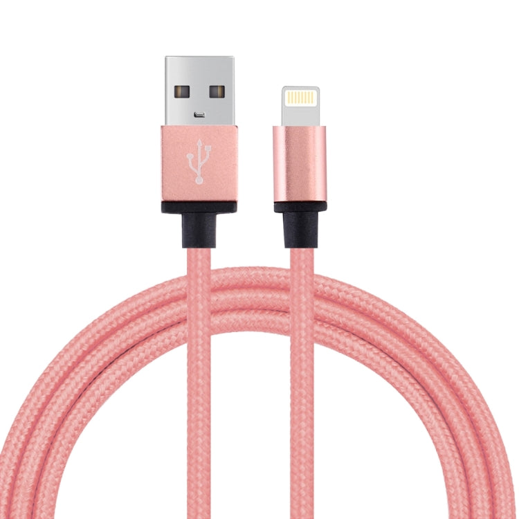 1m Woven Style Metal Head 58 Cores 8 Pin to USB 2.0 Data / Charger Cable(Magenta) - Normal Style Cable by PMC Jewellery | Online Shopping South Africa | PMC Jewellery | Buy Now Pay Later Mobicred