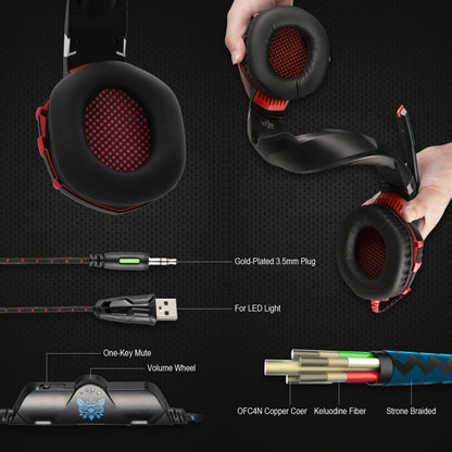 ONIKUMA K2A Over Ear Bass Stereo Surround Gaming Headphone with Microphone & LED Lights(Black Red) - Multimedia Headset by ONIKUMA | Online Shopping South Africa | PMC Jewellery | Buy Now Pay Later Mobicred