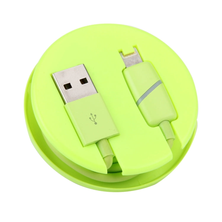 1m Circular Bobbin Gift Box Style 8 Pin to USB Data Sync Cable with Indicator for iPhone, iPad(Green) - Normal Style Cable by PMC Jewellery | Online Shopping South Africa | PMC Jewellery | Buy Now Pay Later Mobicred