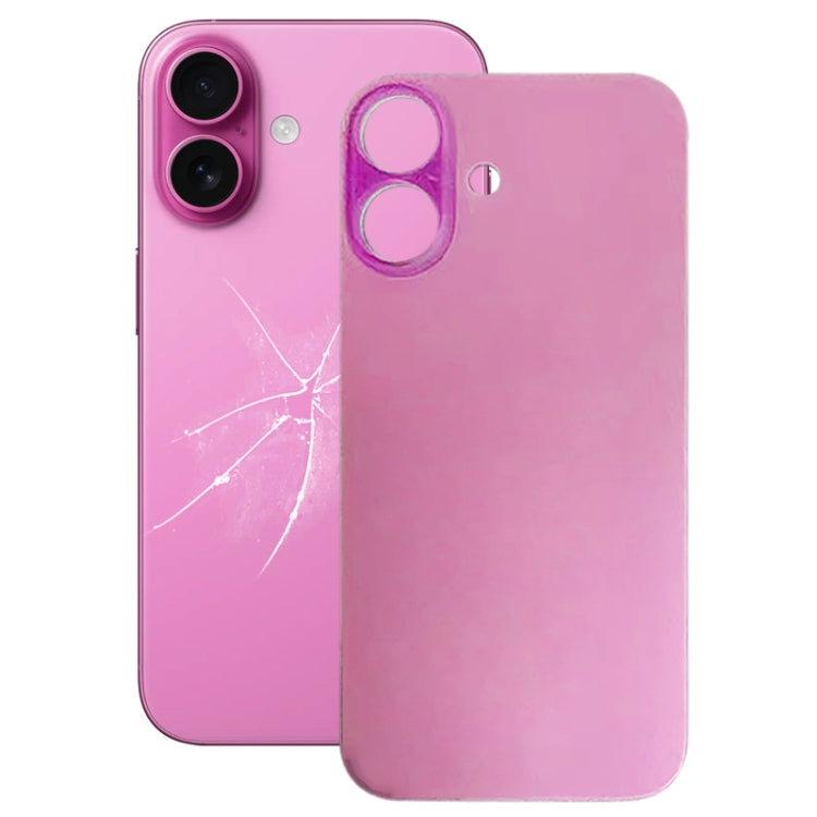 For iPhone 16 Easy Replacement Big Camera Hole Glass Back Battery Cover(Pink) -  by PMC Jewellery | Online Shopping South Africa | PMC Jewellery | Buy Now Pay Later Mobicred