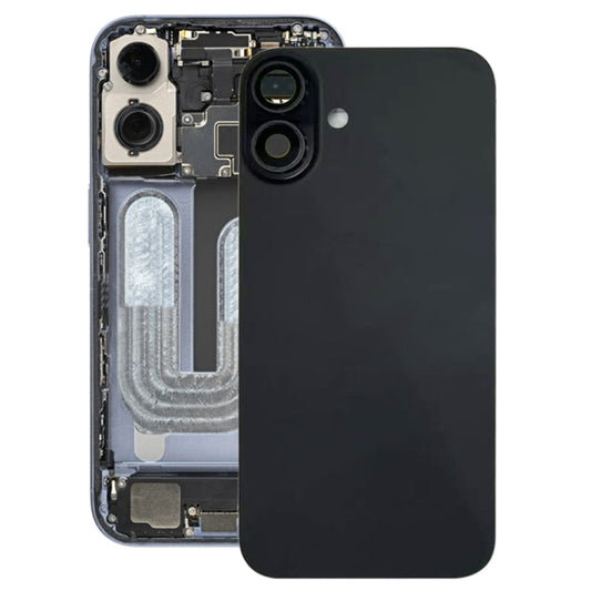 For iPhone 16 Battery Back Cover with Camera Lens Cover(Black) -  by PMC Jewellery | Online Shopping South Africa | PMC Jewellery | Buy Now Pay Later Mobicred