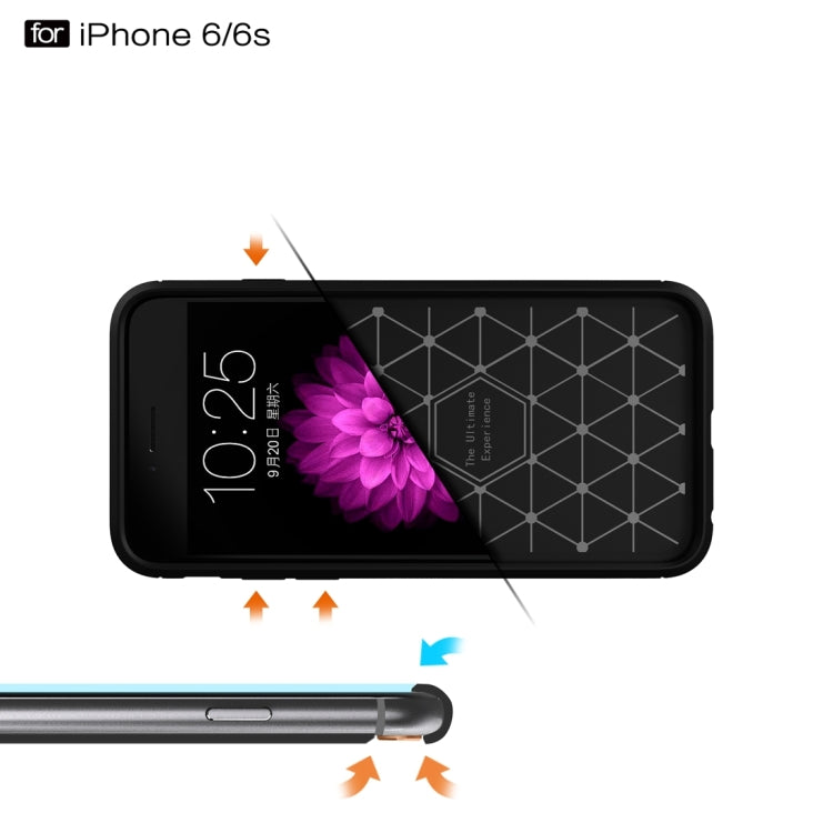 For iPhone 6 Plus & 6s Plus Brushed Texture Fiber TPU Rugged Armor Protective Case(Black) - More iPhone Cases by PMC TechLife | Online Shopping South Africa | PMC TechLife | Buy Now Pay Later Mobicred