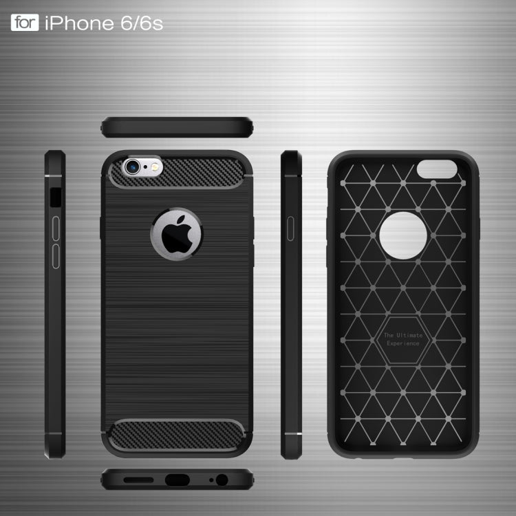 For iPhone 6 Plus & 6s Plus Brushed Texture Fiber TPU Rugged Armor Protective Case(Black) - More iPhone Cases by PMC Jewellery | Online Shopping South Africa | PMC Jewellery | Buy Now Pay Later Mobicred