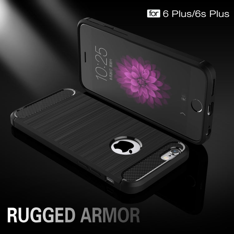 For iPhone 6 Plus & 6s Plus Brushed Texture Fiber TPU Rugged Armor Protective Case(Black) - More iPhone Cases by PMC Jewellery | Online Shopping South Africa | PMC Jewellery | Buy Now Pay Later Mobicred