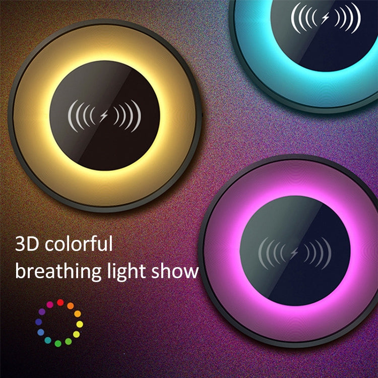 NewRixing NR-3500 Multi-function Atmosphere Light Wireless Charging Bluetooth Speaker with Hands-free Call Function, Support TF Card & USB & FM & AUX (Grey) - free shipping - PMC Jewellery - Order now!