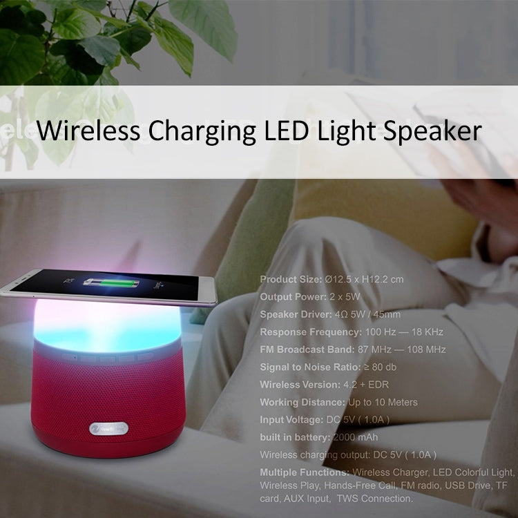 NewRixing NR-3500 Multi-function Atmosphere Light Wireless Charging Bluetooth Speaker with Hands-free Call Function, Support TF Card & USB & FM & AUX (Blue) - Desktop Speaker by NewRixing | Online Shopping South Africa | PMC Jewellery | Buy Now Pay Later Mobicred