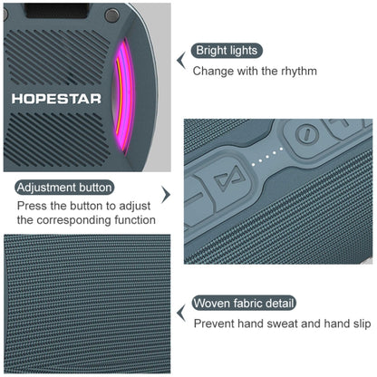 HOPESTAR H24 Pro TWS Portable Outdoor Waterproof Woven Textured Bluetooth Speaker with Rhythm Light, Support Hands-free Call & U Disk & TF Card & 3.5mm AUX & FM (Blue) - Desktop Speaker by HOPESTAR | Online Shopping South Africa | PMC Jewellery | Buy Now Pay Later Mobicred