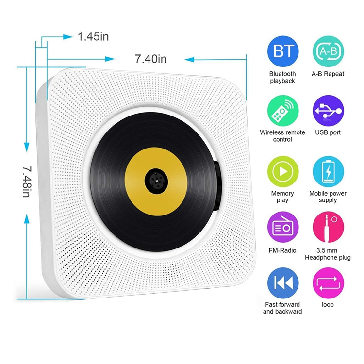 The Second Generation Portable Digital Display Bluetooth Speaker CD Player with Remote Control (White) - DVD & LCD Player by PMC Jewellery | Online Shopping South Africa | PMC Jewellery | Buy Now Pay Later Mobicred