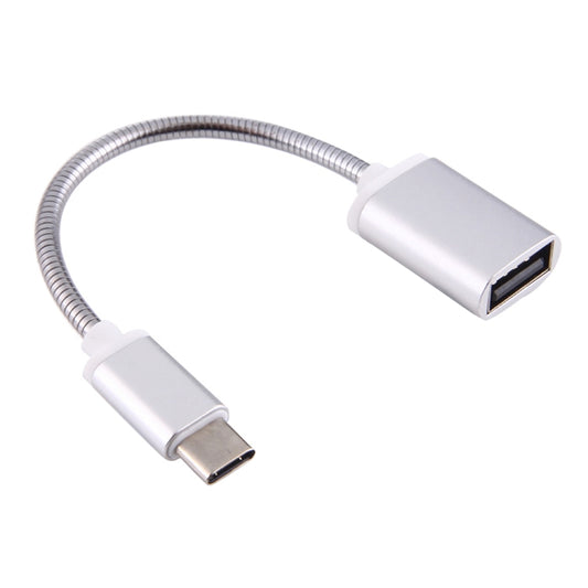 8.3cm USB Female to Type-C Male Metal Wire OTG Cable Charging Data Cable(Silver) - OTG Adapter by PMC Jewellery | Online Shopping South Africa | PMC Jewellery | Buy Now Pay Later Mobicred