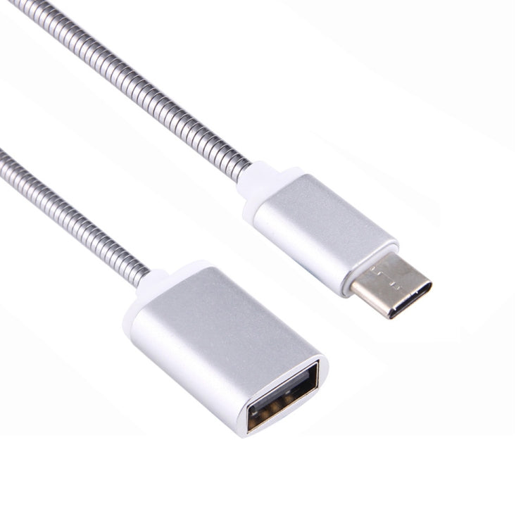 8.3cm USB Female to Type-C Male Metal Wire OTG Cable Charging Data Cable(Silver) - OTG Adapter by PMC Jewellery | Online Shopping South Africa | PMC Jewellery | Buy Now Pay Later Mobicred