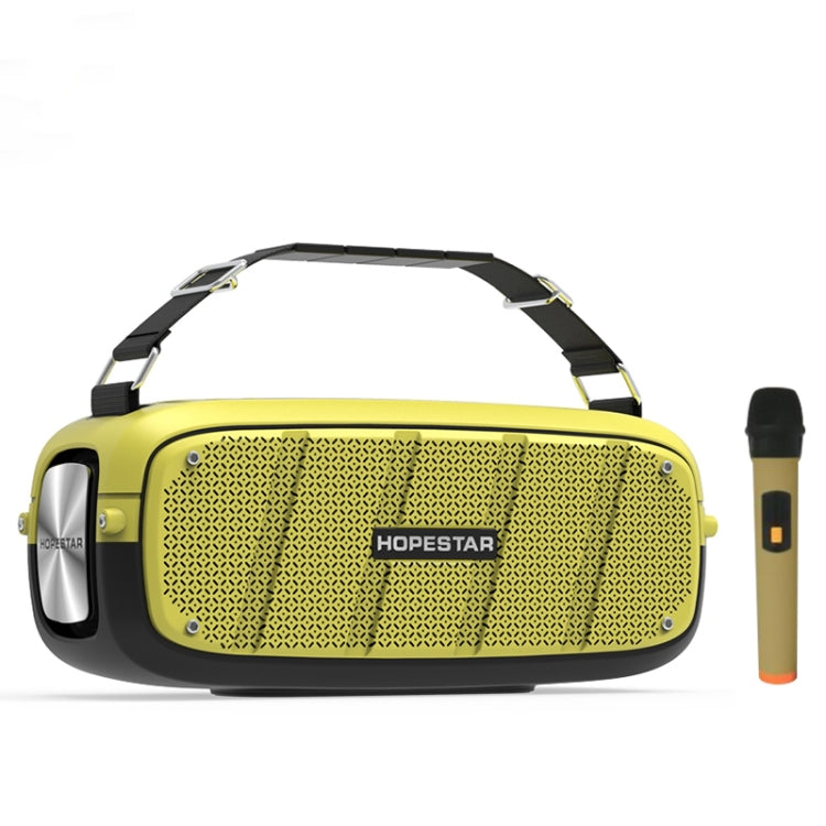 HOPESTAR A20 Pro TWS Portable Outdoor Waterproof Subwoofer Bluetooth Speaker with Microphone, Support Power Bank & Hands-free Call & U Disk & TF Card & 3.5mm AUX (Yellow) - Desktop Speaker by HOPESTAR | Online Shopping South Africa | PMC Jewellery | Buy Now Pay Later Mobicred