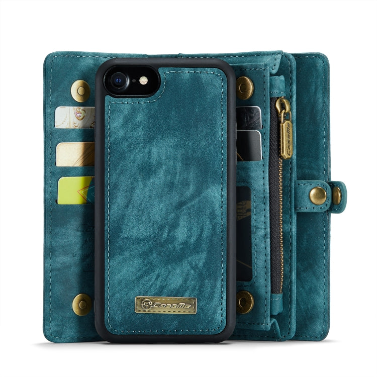 CaseMe for  iPhone 8 & 7  Multifunctional Leather Billfold with Detachable Magnetic PC Back Protective Case & Holder & 10 Card Slots & 3 Cash Slots & 1 Zipper Wallet & 2 Photo Frames & 3 Magnetic Clasps(Blue) - More iPhone Cases by CaseMe | Online Shopping South Africa | PMC Jewellery | Buy Now Pay Later Mobicred