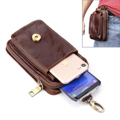 5.5 inch and Below Universal Crazy Horse Texture Genuine Leather Men Vertical Style Case Waist Bag with Belt Hole for Sony, Huawei, Meizu, Lenovo, ASUS, Cubot, Oneplus, Xiaomi, Ulefone, Letv, DOOGEE, Vkworld, and other Smartphones(Brown) - More iPhone Cases by PMC Jewellery | Online Shopping South Africa | PMC Jewellery