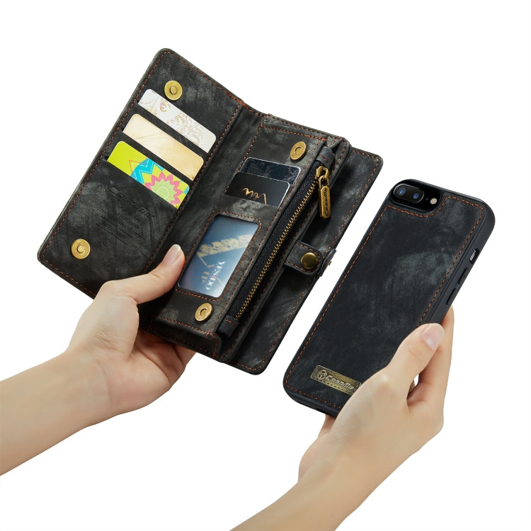 CaseMe for iPhone 8 Plus & 7 Plus   Multifunctional Leather Billfold with Detachable Magnetic PC Back Protective Case & Holder & 11 Card Slots & 3 Cash Slots & 1 Zipper Wallet & 2 Photo Frames & 3 Magnetic Clasps(Black) - More iPhone Cases by CaseMe | Online Shopping South Africa | PMC Jewellery | Buy Now Pay Later Mobicred