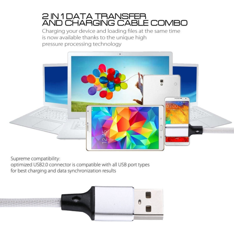 1m 2A USB to 8 Pin Nylon Weave Style Data Sync Charging Cable(White) - Normal Style Cable by PMC Jewellery | Online Shopping South Africa | PMC Jewellery | Buy Now Pay Later Mobicred