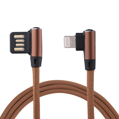 1m 2.4A Output USB to 8 Pin Double Elbow Design Nylon Weave Style Data Sync Charging Cable(Coffee) - Normal Style Cable by PMC Jewellery | Online Shopping South Africa | PMC Jewellery | Buy Now Pay Later Mobicred