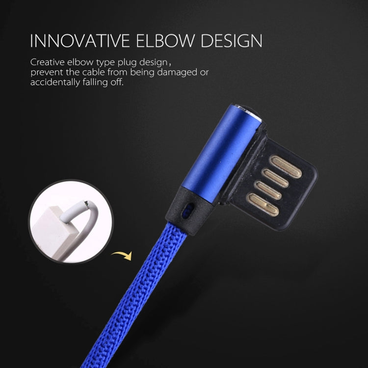 1m 2.4A Output USB to 8 Pin Double Elbow Design Nylon Weave Style Data Sync Charging Cable(Dark Blue) - Normal Style Cable by PMC Jewellery | Online Shopping South Africa | PMC Jewellery | Buy Now Pay Later Mobicred