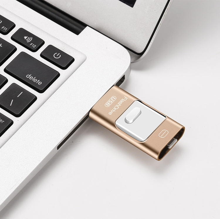 64GB USB 3.0 + 8 Pin + Mirco USB Android iPhone Computer Dual-use Metal Flash Drive (Rose Gold) - U Disk & Card Reader by PMC Jewellery | Online Shopping South Africa | PMC Jewellery | Buy Now Pay Later Mobicred