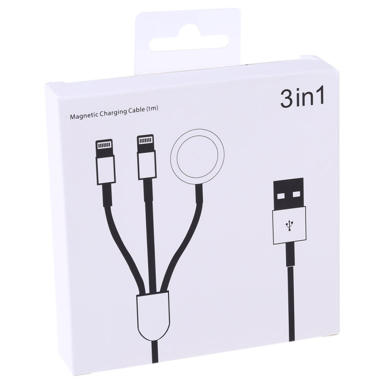 Multi-function 3 In 1 8 Pin Magnetic Charging Cable for iPhone / Apple Watch, Length : 1m (White) - Multifunction Cable by PMC Jewellery | Online Shopping South Africa | PMC Jewellery | Buy Now Pay Later Mobicred