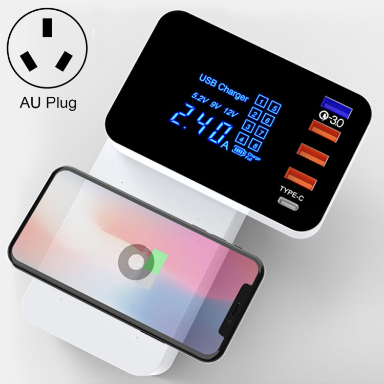 CDA33Q 40W QC 3.0 USB + 3 USB Ports + USB-C / Type-C Ports Multi-function Charger with LED Display, AU Plug - free shipping - PMC Jewellery - Order now!
