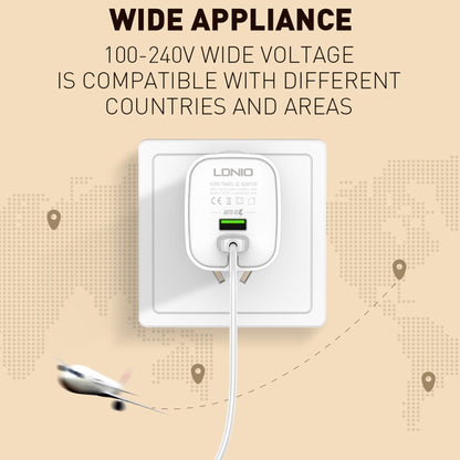 LDNIO A201 2.4A Dual USB Charging Head Travel Direct Charge Mobile Phone Adapter Charger With 8 Pin Data Cable(EU Plug) - USB Charger by LDNIO | Online Shopping South Africa | PMC Jewellery | Buy Now Pay Later Mobicred