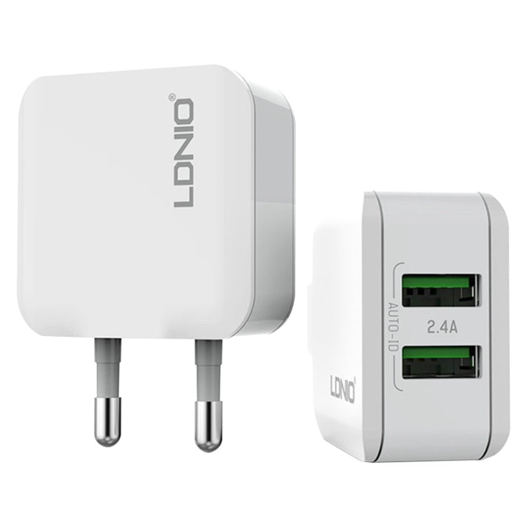 LDNIO A2201 2.4A Dual USB Charging Head Travel Direct Charge Mobile Phone Adapter Charger With Type-C Data Cable(EU Plug) - USB Charger by LDNIO | Online Shopping South Africa | PMC Jewellery | Buy Now Pay Later Mobicred