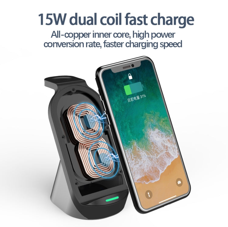 H18 3 in 1 Quick Wireless Charger for iPhone, Apple Watch, AirPods and other Android Smart Phones(Black) - Wireless Charger by PMC Jewellery | Online Shopping South Africa | PMC Jewellery | Buy Now Pay Later Mobicred