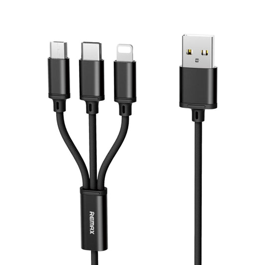 REMAX RC-131TH 1m 2.8A 3 in 1 USB to 8 Pin & USB-C / Type-C & Micro USB Charging Cable(Black) - Multifunction Cable by REMAX | Online Shopping South Africa | PMC Jewellery | Buy Now Pay Later Mobicred